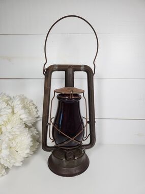 Vintage Dietz Monarch Lantern w/ Ruby Red Glass | Antique Railroad Lantern